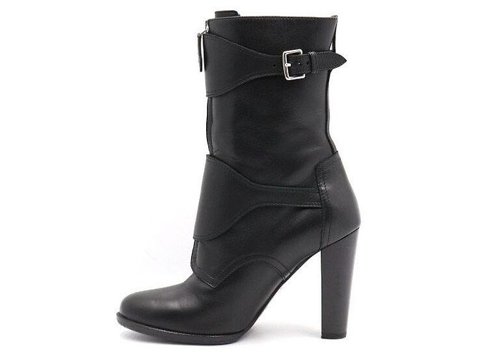 Hermès Black Leather Strap Ankle Boots - view 4