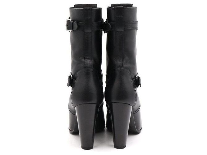 Hermès Black Leather Strap Ankle Boots - view 6