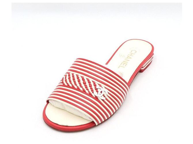 Chanel Mule da donna bicolore in pelle rossa e bianca Rosso - vista 2