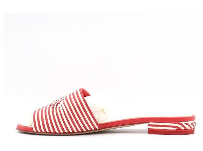 Chanel Mule da donna bicolore in pelle rossa e bianca Rosso - vista 4