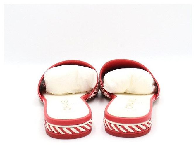 Chanel Mule da donna bicolore in pelle rossa e bianca Rosso - vista 6