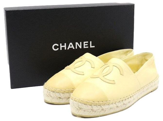 Chanel Sneaker espadrilles in pelle gialla Giallo - vista 7