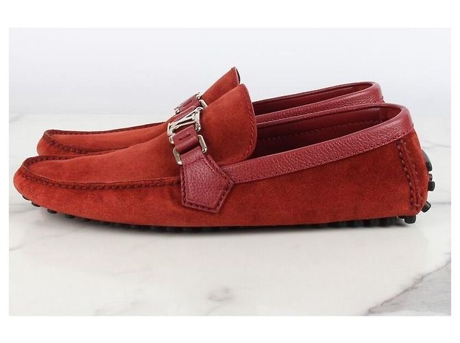 Louis Vuitton Mocassino Hockenheim in scamosciato rosso - vista 3