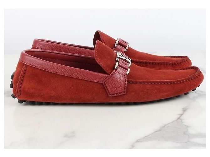 Louis Vuitton Mocassino Hockenheim in scamosciato rosso - vista 4