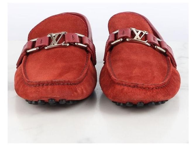 Louis Vuitton Mocassino Hockenheim in scamosciato rosso - vista 5