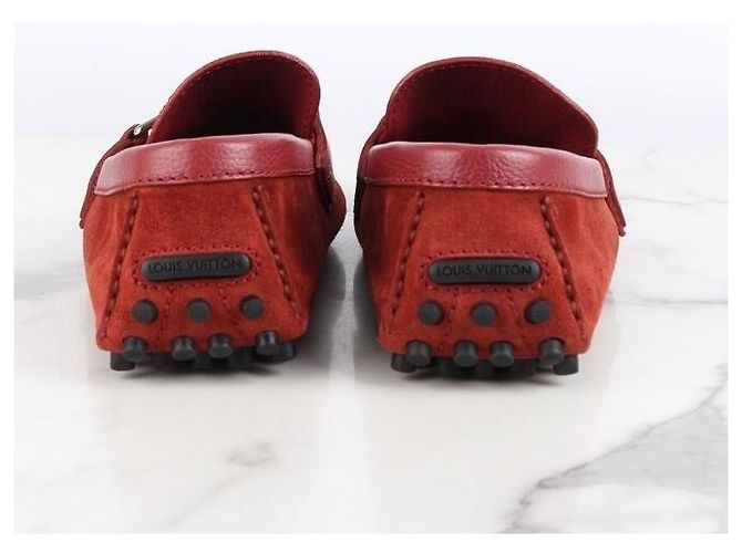 Louis Vuitton Mocassino Hockenheim in scamosciato rosso - vista 6