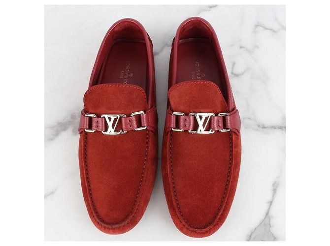 Louis Vuitton Mocassino Hockenheim in scamosciato rosso - vista 7