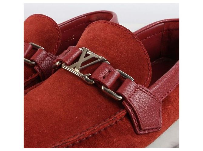 Louis Vuitton Mocassino Hockenheim in scamosciato rosso - vista 8
