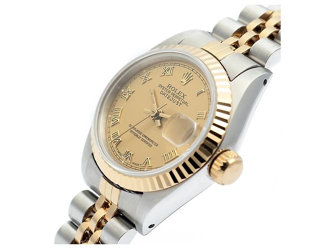 Rolex Goldene Datejust Vintage-Damenuhr mit römischen Indizes - Ansicht 10