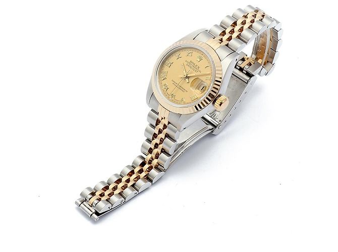 Rolex Goldene Datejust Vintage-Damenuhr mit römischen Indizes - Ansicht 14