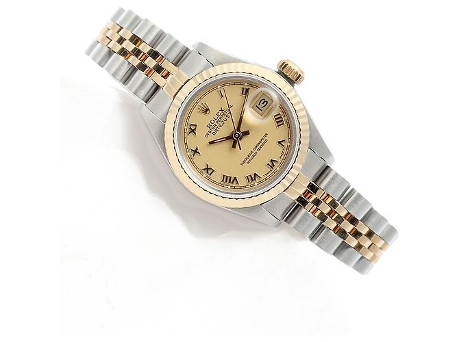 Rolex Goldene Datejust Vintage-Damenuhr mit römischen Indizes - Ansicht 21