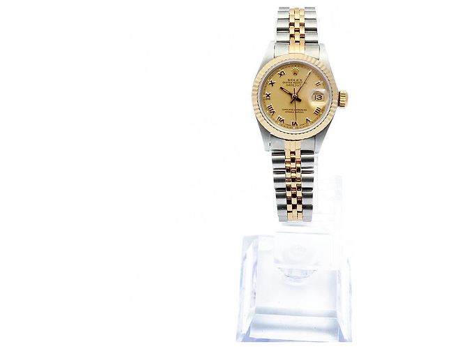 Rolex Goldene Datejust Vintage-Damenuhr mit römischen Indizes - Ansicht 3