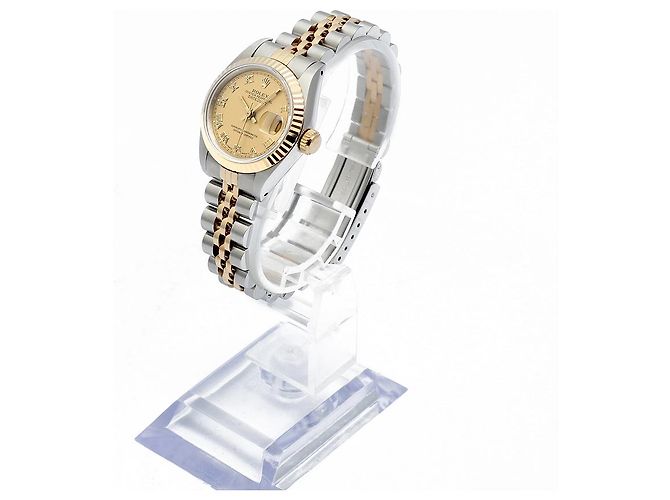 Rolex Goldene Datejust Vintage-Damenuhr mit römischen Indizes - Ansicht 4