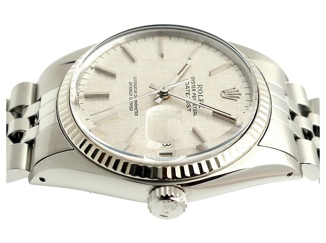 Rolex Relógio Datejust em aço com mostrador de linho Prata - vista 11