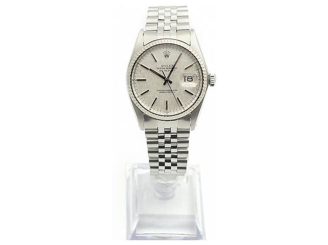 Rolex Relógio Datejust em aço com mostrador de linho Prata - vista 3
