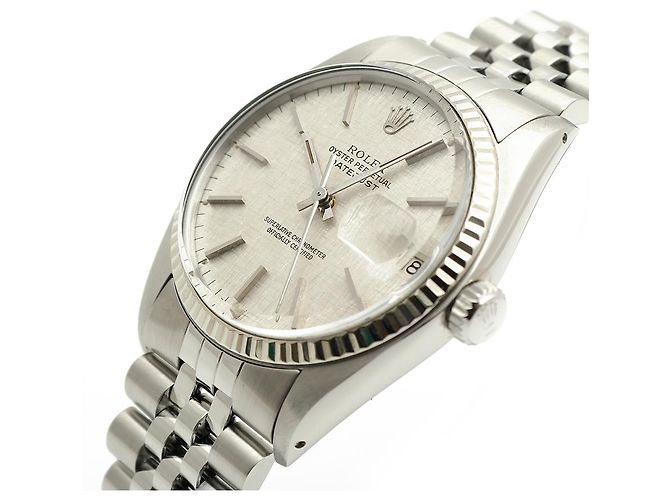 Rolex Relógio Datejust em aço com mostrador de linho Prata - vista 9