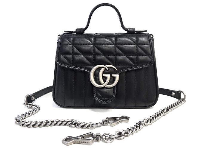 Gucci Mini borsa a tracolla GG Marmont in pelle trapuntata Nero - vista 4