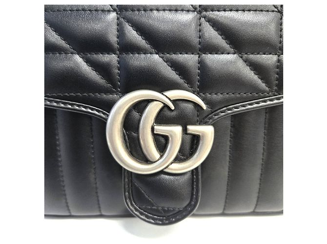 Gucci Mini borsa a tracolla GG Marmont in pelle trapuntata Nero - vista 6