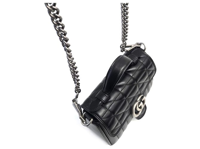 Gucci Mini borsa a tracolla GG Marmont in pelle trapuntata Nero - vista 8