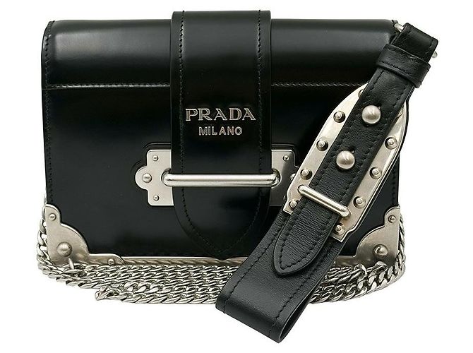 Prada Clutch e Mini Crossbody in pelle Saffiano nera Nero - vista 2