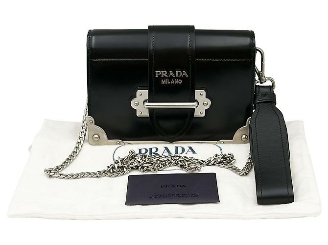Prada Clutch e Mini Crossbody in pelle Saffiano nera Nero - vista 3
