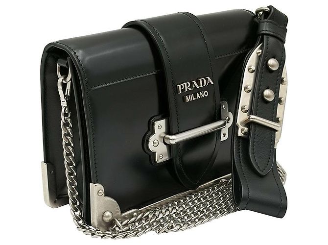 Prada Clutch e Mini Crossbody in pelle Saffiano nera Nero - vista 4