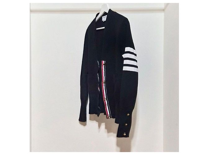 Thom Browne Cardigan de algodão Milano clássico com decote em V Azul - vista 2