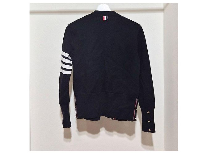 Thom Browne Cardigan de algodão Milano clássico com decote em V Azul - vista 3
