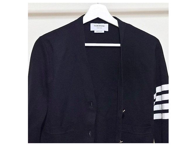 Thom Browne Cardigan de algodão Milano clássico com decote em V Azul - vista 4