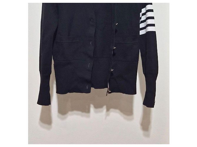 Thom Browne Cardigan de algodão Milano clássico com decote em V Azul - vista 5