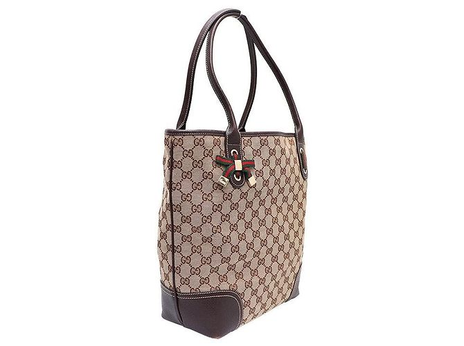 Gucci Sac cabas et sac à bandoulière en toile GG avec logo ruban Marron - vue 2