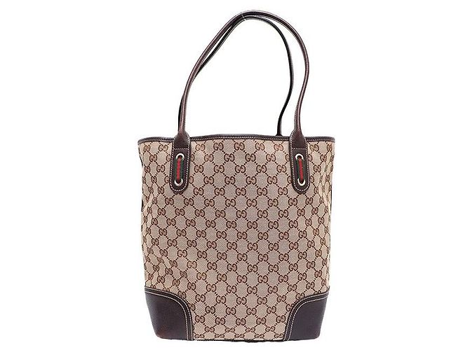 Gucci Sac cabas et sac à bandoulière en toile GG avec logo ruban Marron - vue 3