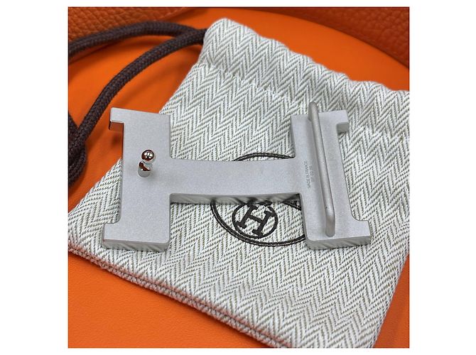 Hermès Reversible Belt Black/Orange Silver Matte - view 4