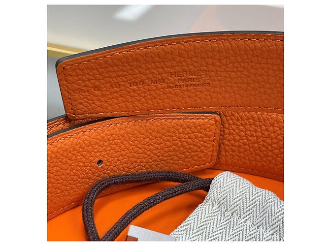 Hermès Reversible Belt Black/Orange Silver Matte - view 5