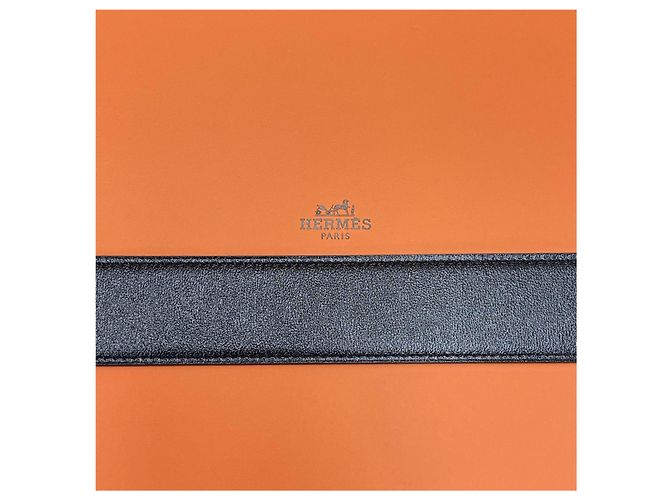 Hermès Reversible Belt Black/Orange Silver Matte - view 6