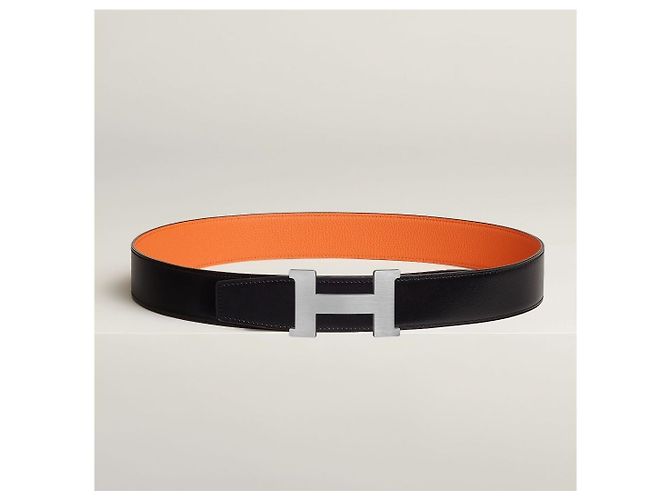 Hermès Reversible Belt Black/Orange Silver Matte - view 9