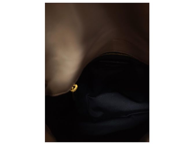 Saint Laurent Kleine Lulu Puffer Schultertasche aus Lammleder in Dunkelbeige mit Kette Braun - Ansicht 4