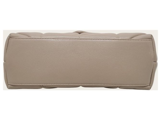 Saint Laurent Kleine Lulu Puffer Schultertasche aus Lammleder in Dunkelbeige mit Kette Braun - Ansicht 6
