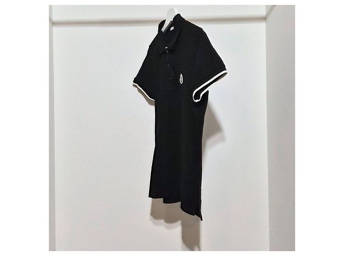 Moncler Short de manga curta em piqué com patch de logo Preto - vista 2