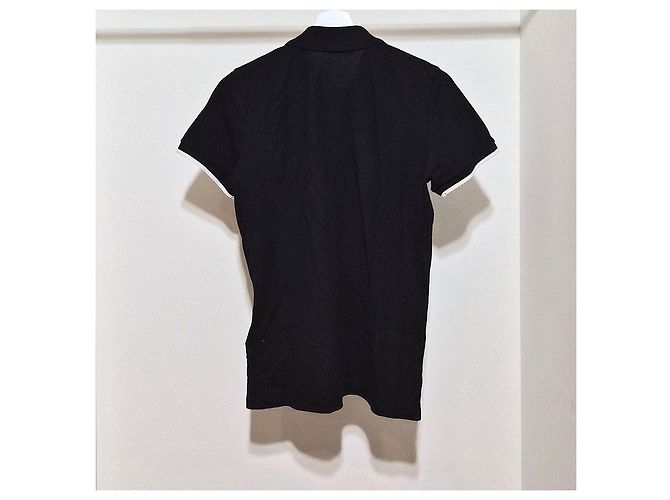 Moncler Short de manga curta em piqué com patch de logo Preto - vista 3