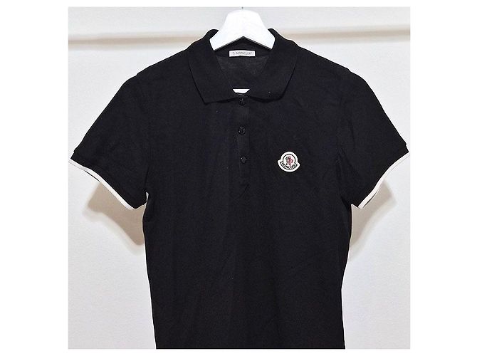 Moncler Short de manga curta em piqué com patch de logo Preto - vista 4
