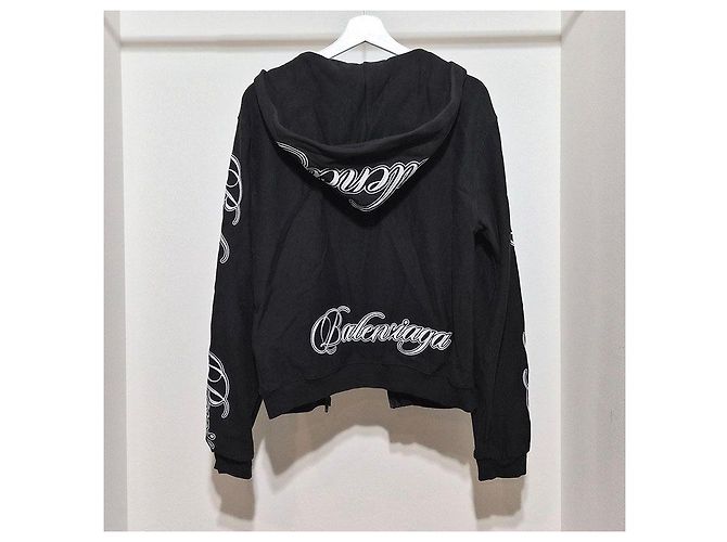 Balenciaga Giacca con cappuccio e zip lavata Nero - vista 3