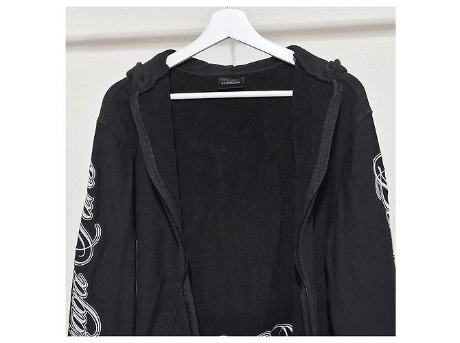 Balenciaga Giacca con cappuccio e zip lavata Nero - vista 4