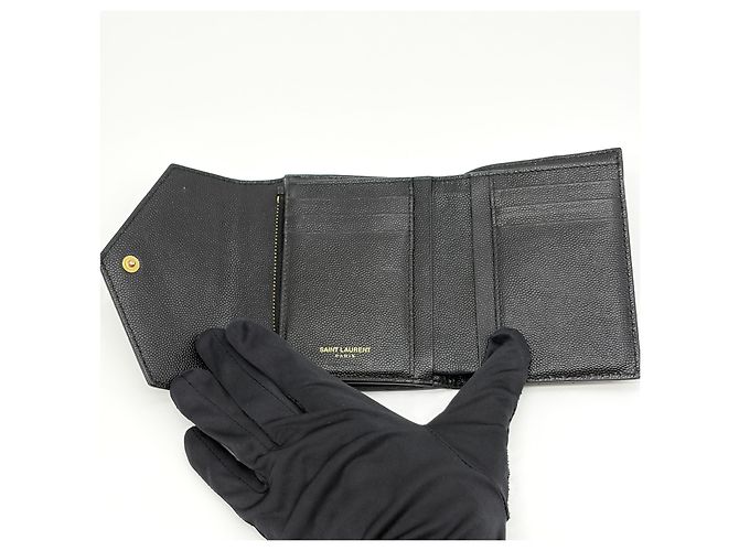 Saint Laurent Matelassé Compact Wallet Schwarz - Ansicht 25