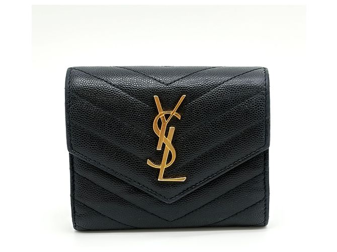 Saint Laurent Matelassé Compact Wallet Schwarz - Ansicht 3