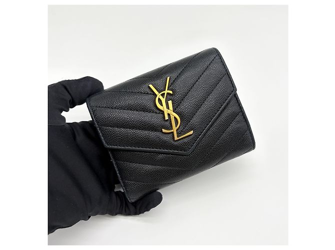 Saint Laurent Matelassé Compact Wallet Schwarz - Ansicht 6