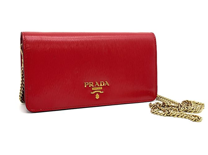 Prada Vitello Move Chain Umhängetasche Rot - Ansicht 18