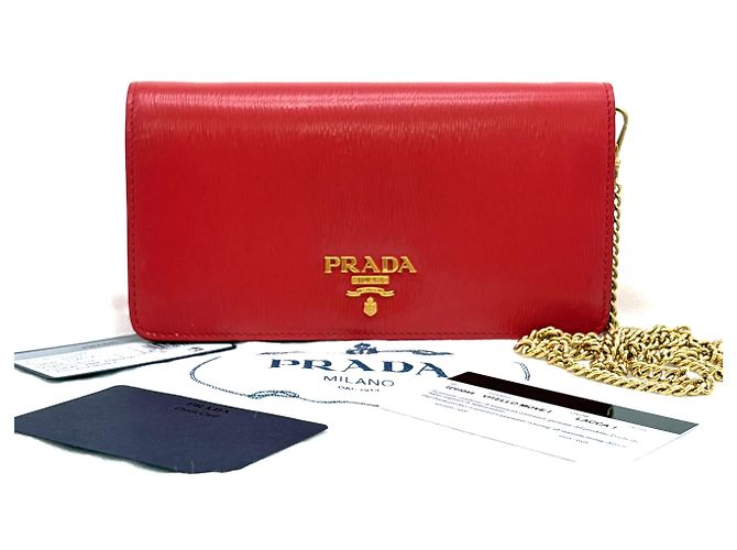 Prada Vitello Move Chain Umhängetasche Rot - Ansicht 2