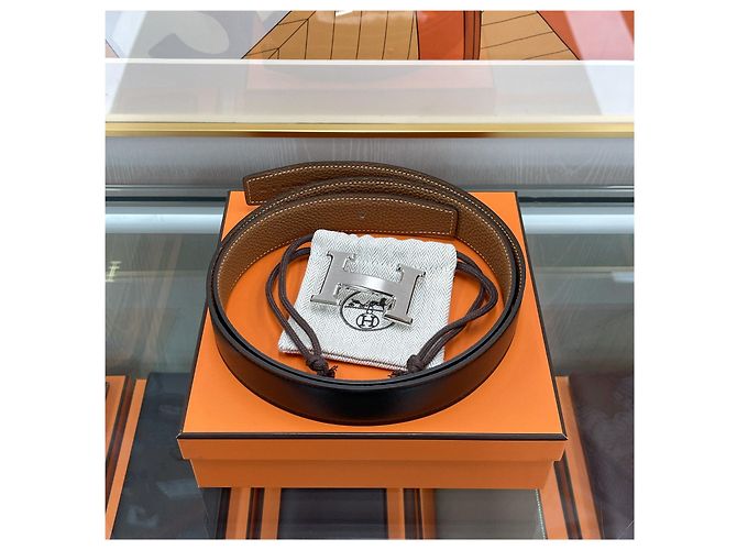 Hermès Cintura Reversibile Nero/Finitura Oro Opaco - vista 2