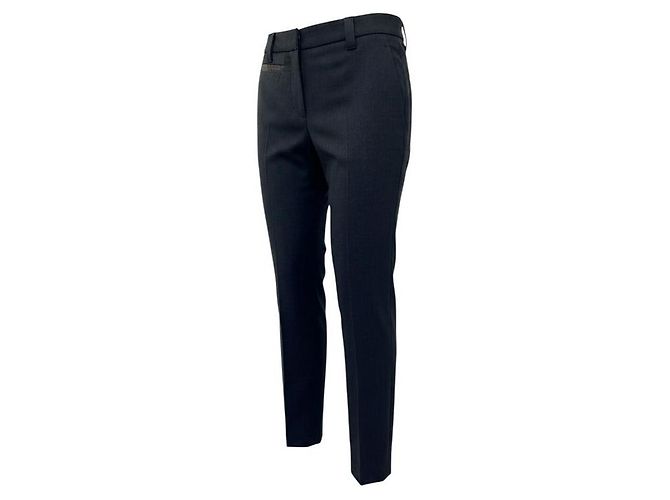 Brunello Cucinelli Pantalones Slim Fit Gris Carbón Castaño - vista 2